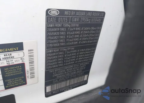 2015 Land Rover Range Rover Sport 3.0L V6 Supercharged Hse from USA, damaged, VIN SALWR2VF7FA614581